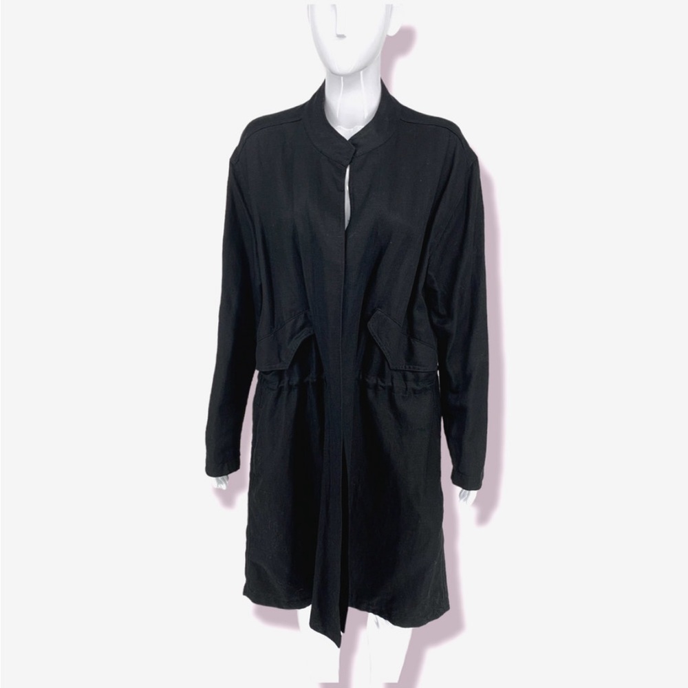 Black Trench Aritzia x Babaton Clarence Linen Coat Slouchy Jacket Large!